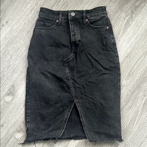 Old Navy High Rise Midi Black Denim Skirt